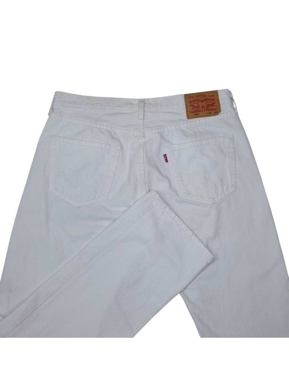 Levis White 501 Button-Fly Straight Leg Jeans W34 L32 100% Cotton Made In Mexico